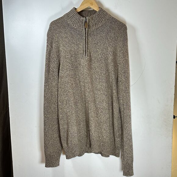 St John’s Bay 100% Cotton Knit sweater mens XL brown 1/4 zip - Picture 11 of 11